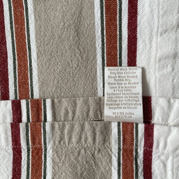 Williams Sonoma Stripe Table Runner 20" x 108" Cream Tan Red Orange Cotton - Picture 5 of 11
